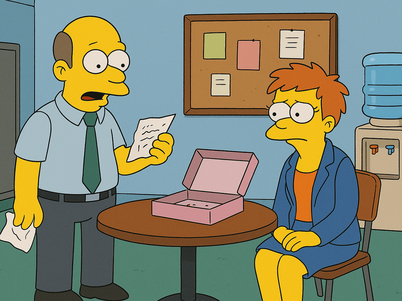 Someone ate every donut from the break room and left a handwritten apology on a napkin